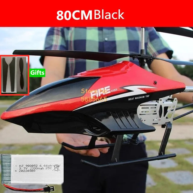 Helicóptero Eléctrico de Control Remoto de Aleación Súper Grande de 80 CM, 2.4G, 150M, Resistente a Impactos, con Iluminación LED y Motor Dual