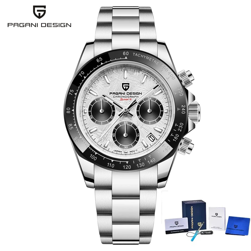 Reloj de cuarzo deportivo para hombre PAGANI Design 2026, marca de lujo, cronógrafo de acero inoxidable con cristal de zafiro, resistente al agua.