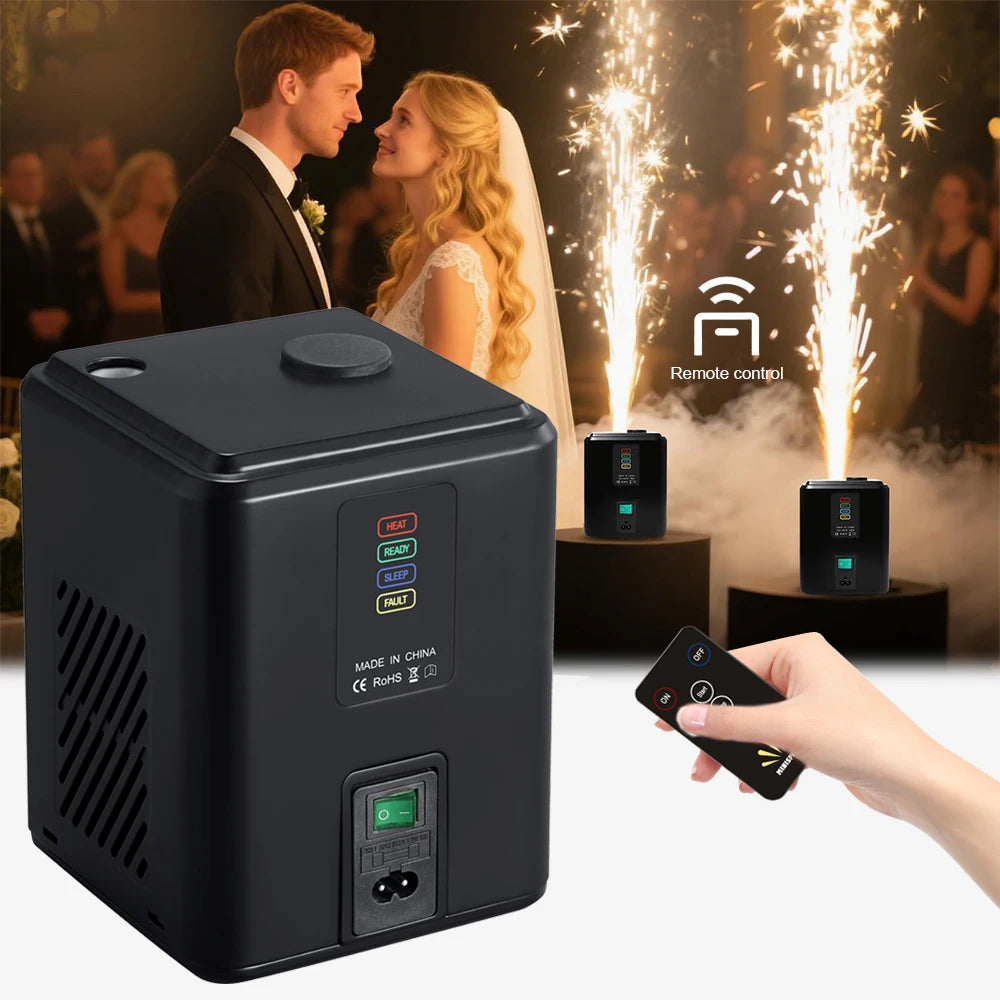 Máquina de chispa fría de 350W, Control remoto DMX, Mini máquina de fuente de llama fría de pulverización, equipo de escenario de discoteca para DJ, fiesta y boda