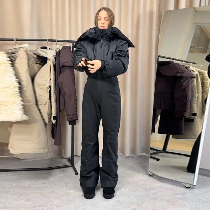 Monos ajustados con cremallera para mujer, peludos, manga larga, línea de cintura alta, moda de otoño 2025, mono informal de calle para mujer