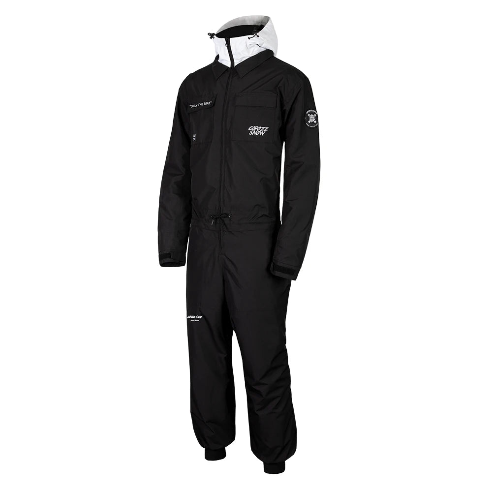 Mono grueso de esquí de una pieza para hombre y mujer, chaqueta de Snowboard para deportes al aire libre, traje de salto cálido, ropa de invierno impermeable, monos con capucha