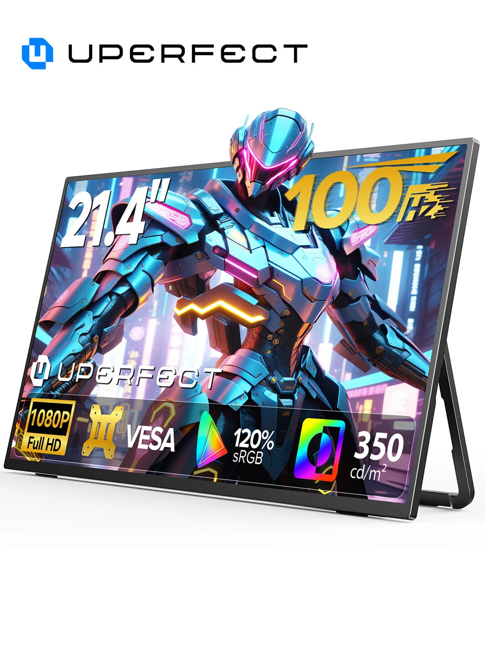 Monitor portátil UPERFECT de 21,4", 100 Hz, 120 % sRGB, 350 nits, FHD, FreeSync, IPS, HDR, para juegos, USB-C, HDMI, pantalla externa de viaje para portátil, MacBook, PC, Surface, PS5 y Xbox.