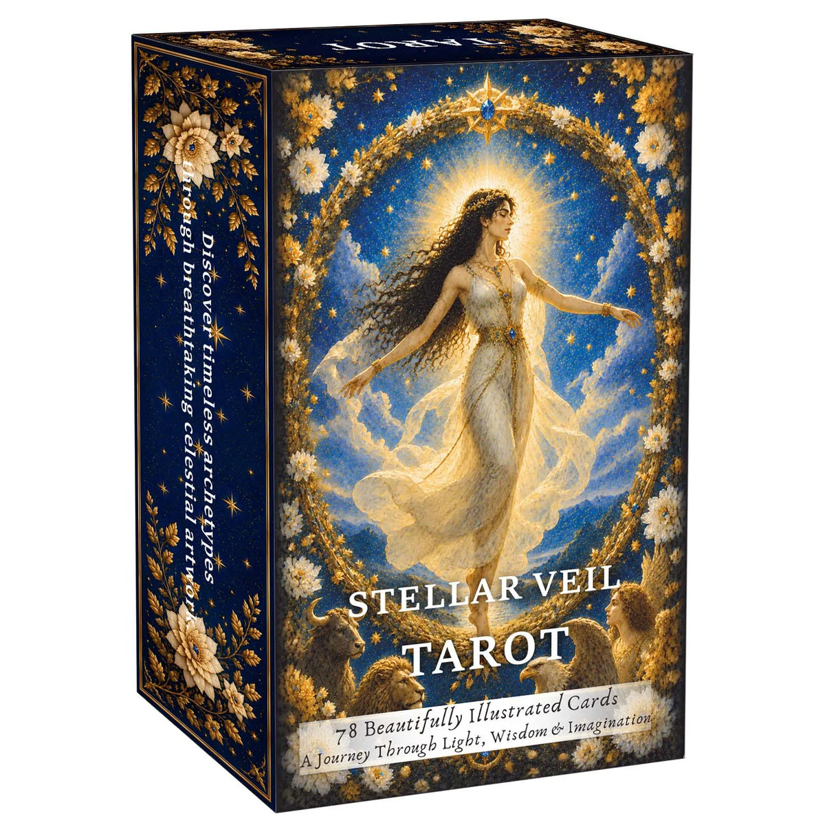 78 cartas de tarot, 13x8 cm, baraja de tarot Stellar Veil, manual en papel, diseños simbólicos, experiencia de tarot única, juego de cartas