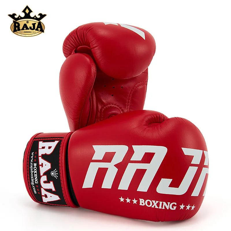 Guantes de Boxeo RAJA de Tailandia RBGV-V2, Guantes Originales Importados de Piel de Vacuno para Adultos, Muay Thai