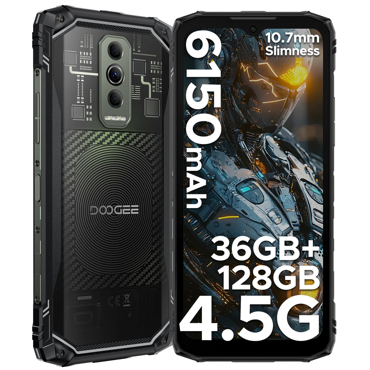 Teléfono resistente DOOGEE Blade10 Ultra Energy 36GB+128GB Batería 6150mAh Pantalla 6.56” HD+ UNISOC T7250 Cámara 50MP NFC Smartphone Android 16
