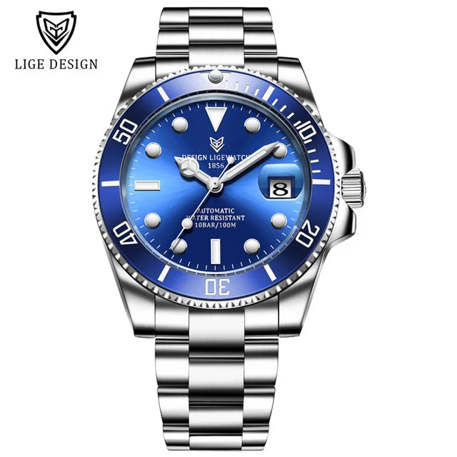 Nuevo reloj mecánico de moda LIGE para hombre, reloj de negocios, reloj automático deportivo resistente al agua para hombre, Relogios Masculino
