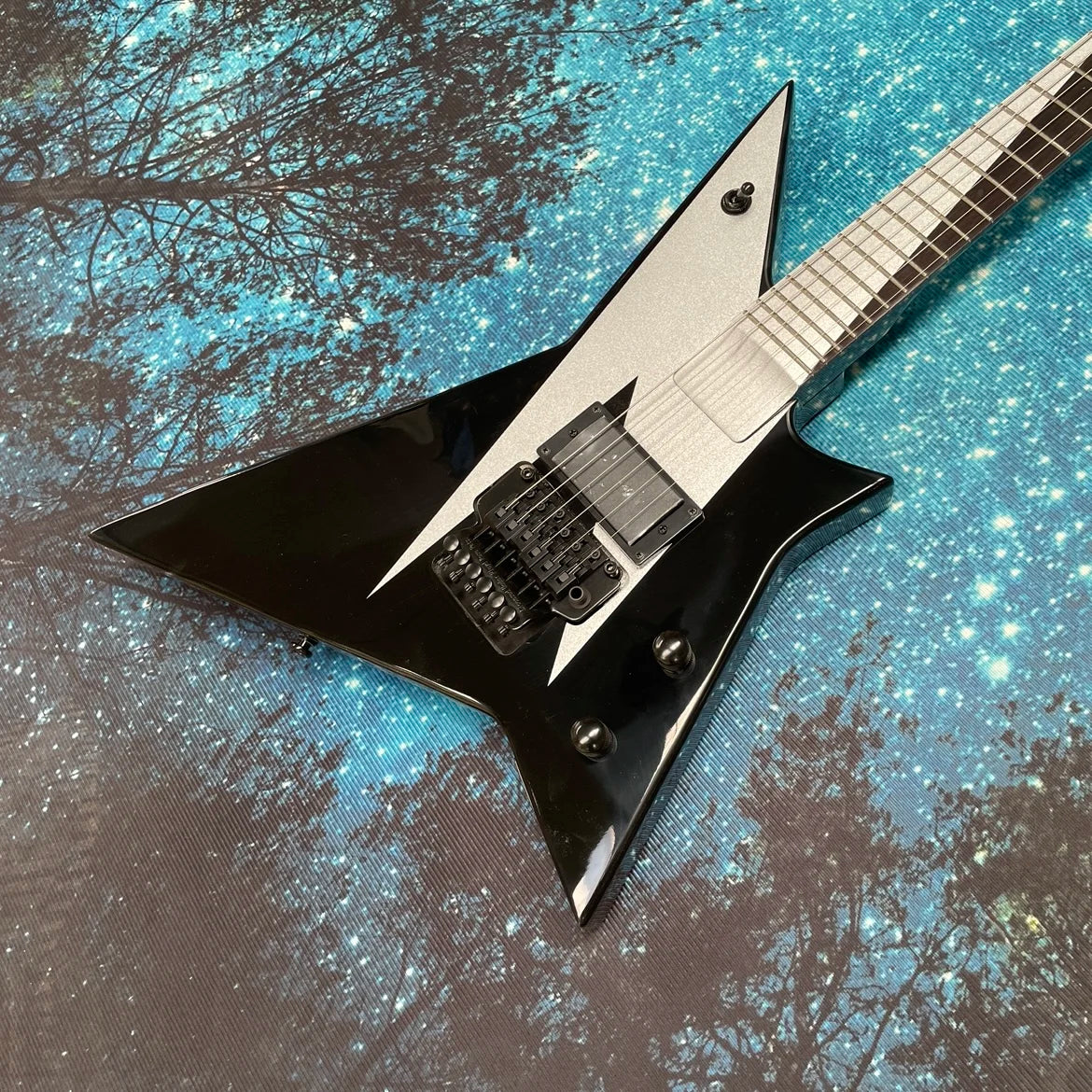 Guitarra Eléctrica de 6 Cuerdas, Diapasón de Palisandro, Sistema de Trémolo de Doble Bloqueo, Guitarra Eléctrica Ideal para Shred