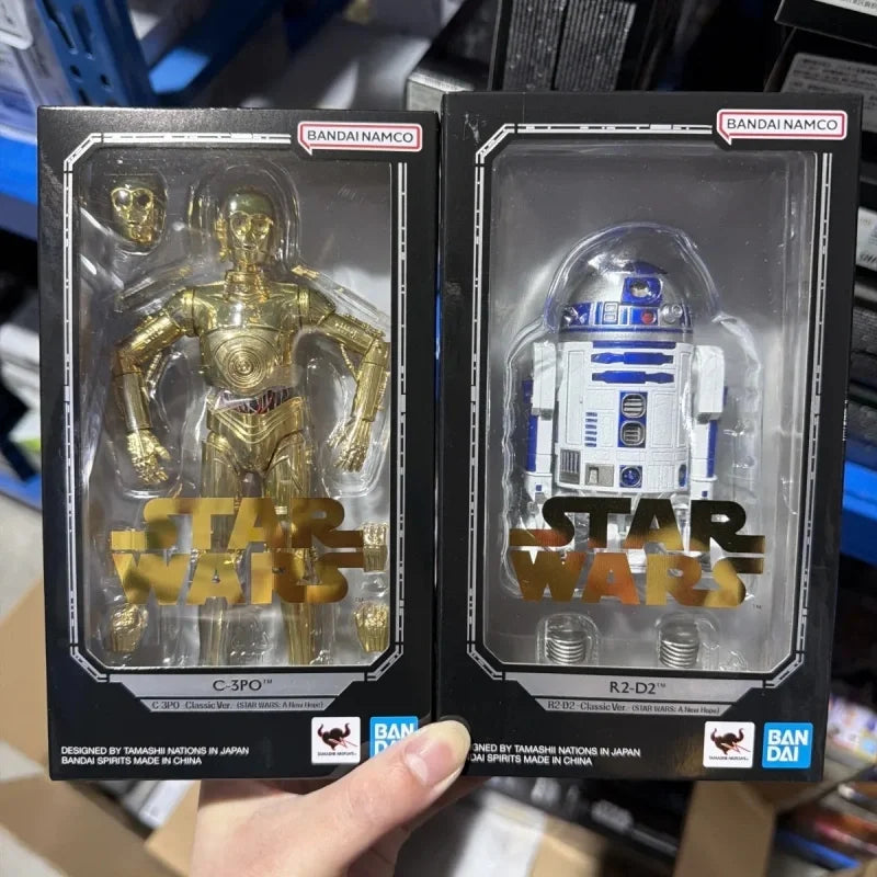 Bandai Star Wars Original Shf Classic Ver R2 D2 C 3po Articulated Action Figure Collectible Model For Adult Collection Display