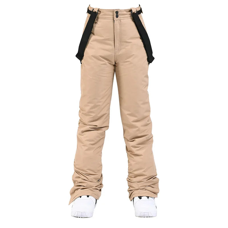 Pantalones de invierno para mujer, pantalones de esquí gruesos y cálidos de alta calidad para hombre, pantalones con tirantes impermeables a prueba de viento, pantalones de Snowboard de talla grande