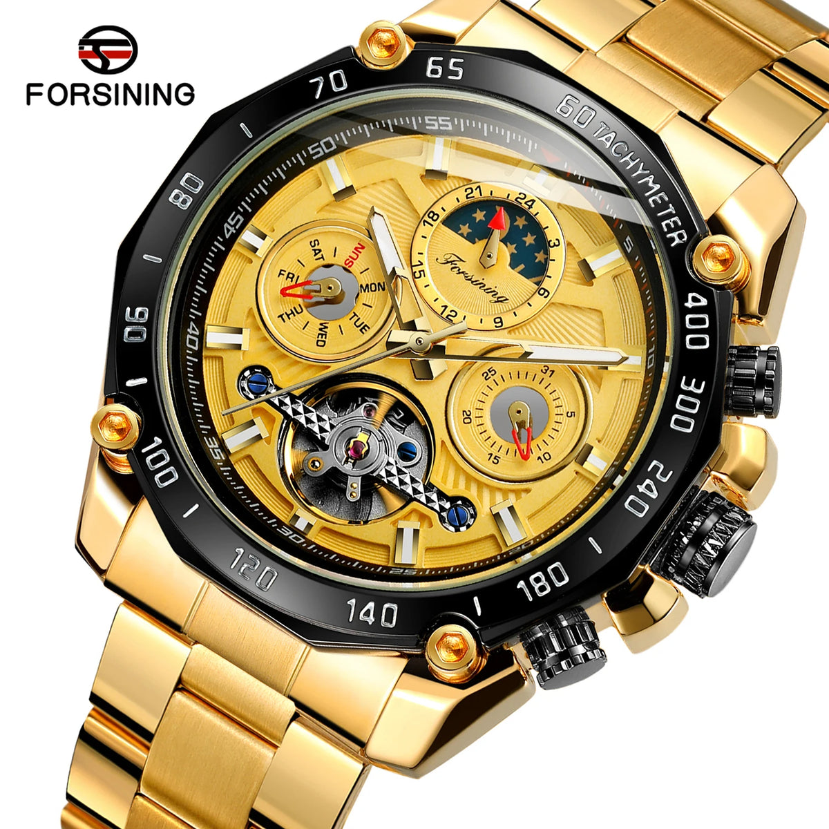 Reloj de hombre 2026 de lujo con fase lunar, tourbillon y movimiento automático, deportivo, de acero inoxidable, resistente al agua y luminoso