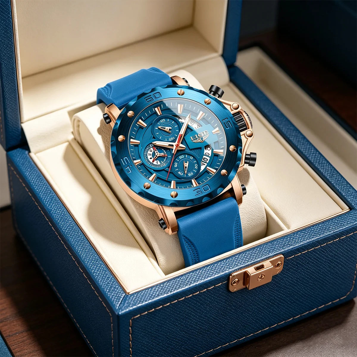 New LIGE Original Sports Man Wristwatch Waterproof Luminous Date Chronograph Men Watch Silicone Strap Quartz Men's Watches Reloj
