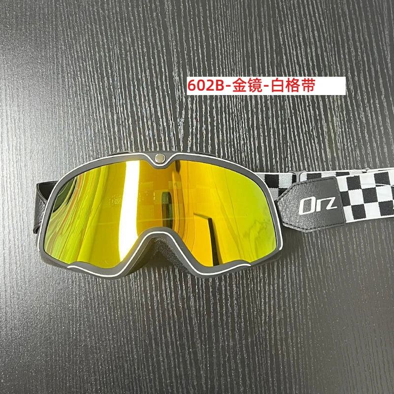 Gafas de viento retro Orz, gafas de motocicleta, gafas de viento retro a prueba de arena, para conducción todoterreno, casco 3/4.