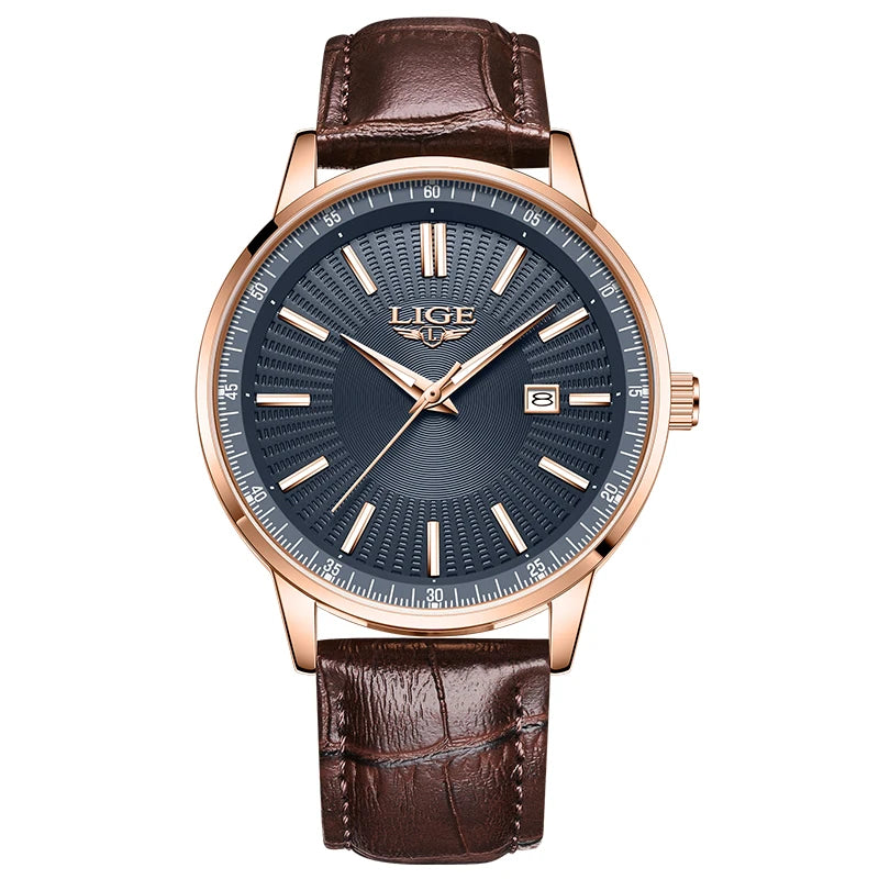 Reloj de lujo LIGE para hombre, marca líder, sencillo, 2026, resistente al agua, con calendario, reloj para caballero, de negocios, lujoso, elegante, deportivo, reloj + CAJA