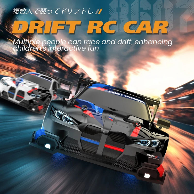 Coche de drift a control remoto 4WD, vehículo de carreras de alta velocidad con luces LED, radio de 2.4GHz, juguete de camioneta todoterreno 4x4 para niños