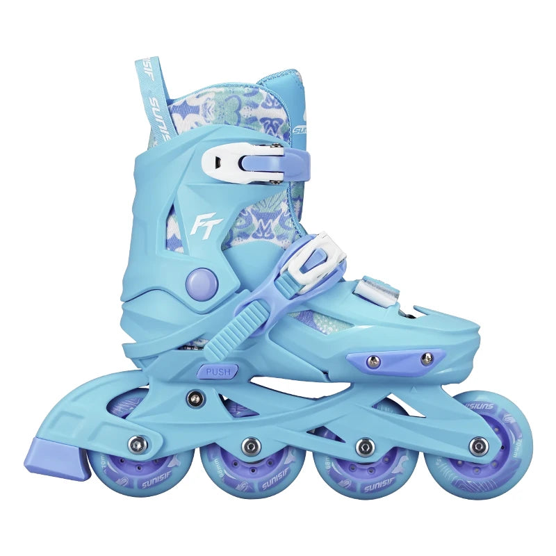 Patines en Línea Ajustables para Niños, Ruedas de PU de Alto Rebote, Hebilla de Seguridad, Patines Deportivos para Niños y Niñas, para Interiores y Exteriores