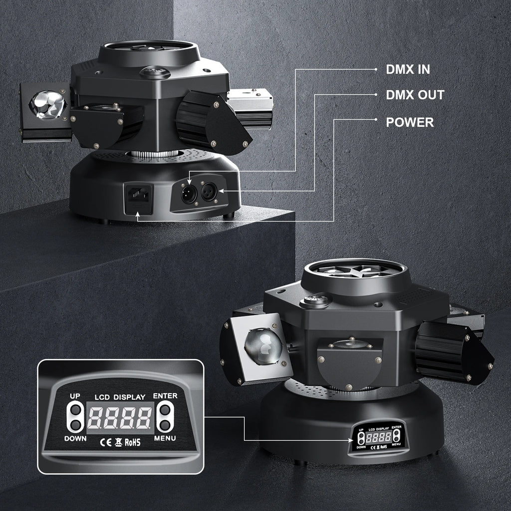 Yiflamefly 150W Moving Head DJ Lights 6 brazos Luces para fiestas RGBW 4 en 1 Luces de escenario LED DMX512 para bodas, fiestas, discotecas y KTV