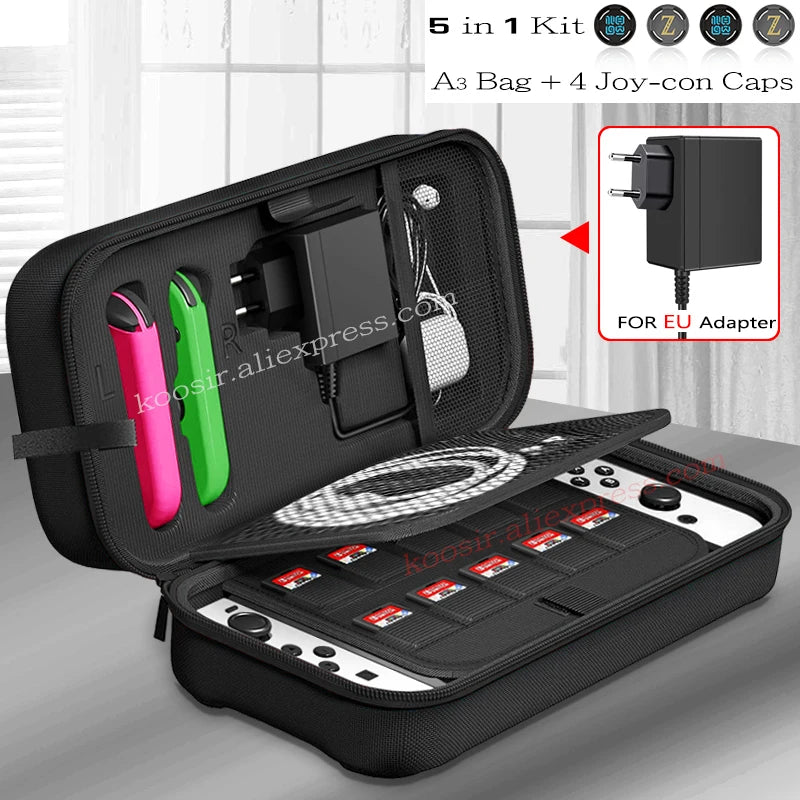 Bolsa de almacenamiento grande para Nintendo Switch, Estuche de transporte portátil SwitchOLED, bolsa de viaje de tela Oxford antiarañazos para Nintendo Switch OLED