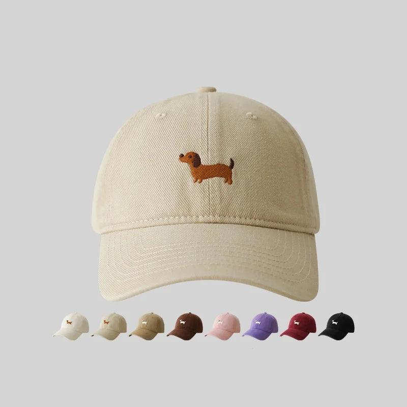 Gorra de béisbol con bordado de perro salchicha, protector solar, de moda, para exteriores, adecuada para hombres y mujeres, para uso diario informal.