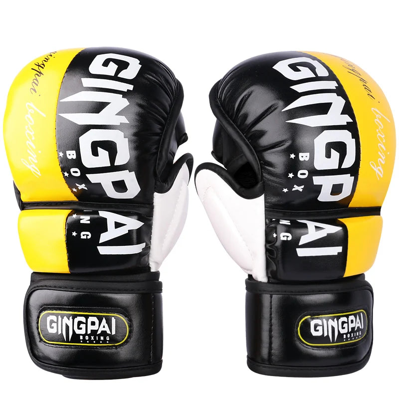 Guantes de boxeo profesionales MMA de medio dedo, guantes de entrenamiento de artes marciales mixtas de lucha libre Sanda engrosados
