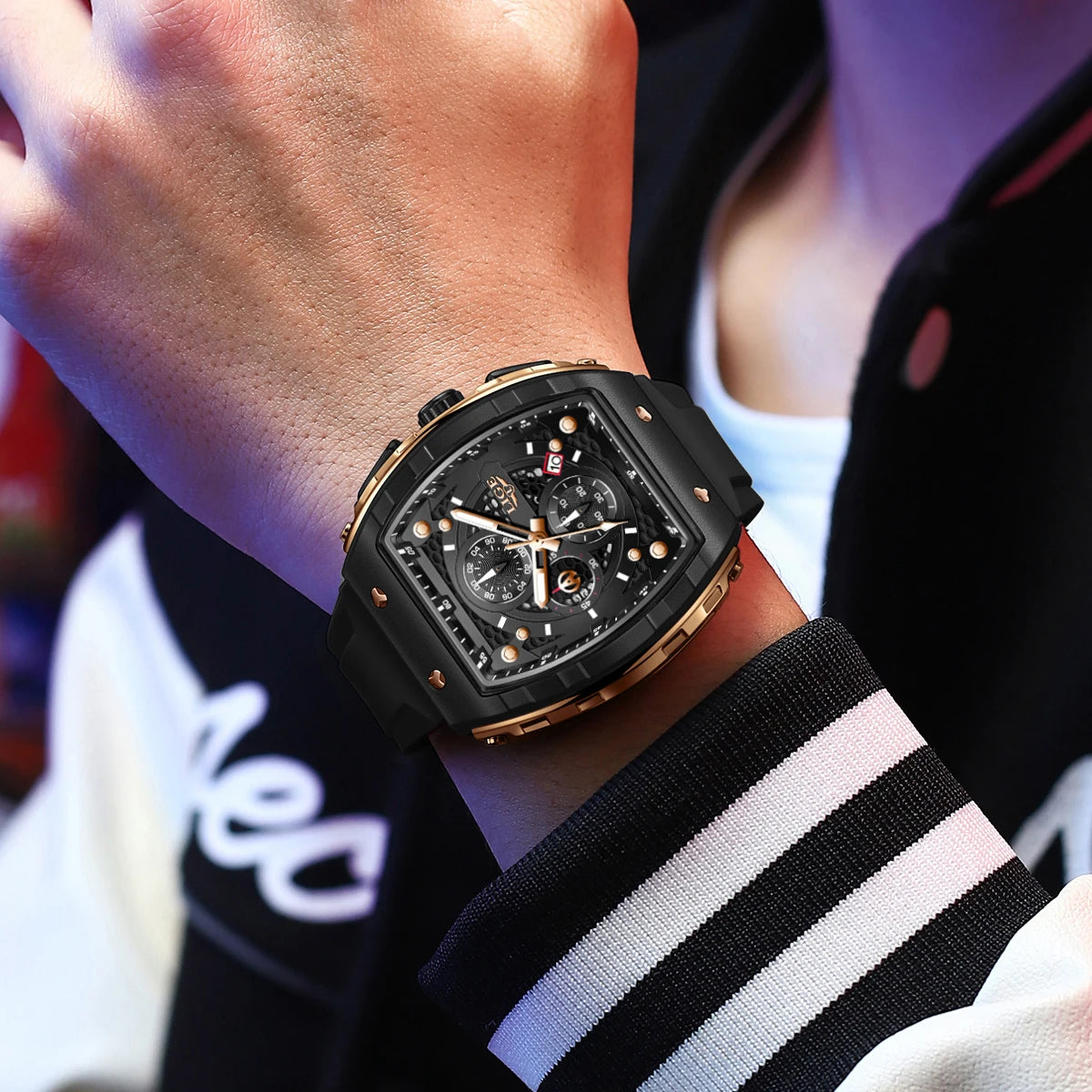 Reloj de cuarzo para hombre LIGE, cuadrado, de lujo, de marca reconocida, estilo deportivo casual, resistente al agua 50M, con fecha automática, reloj militar de pulsera