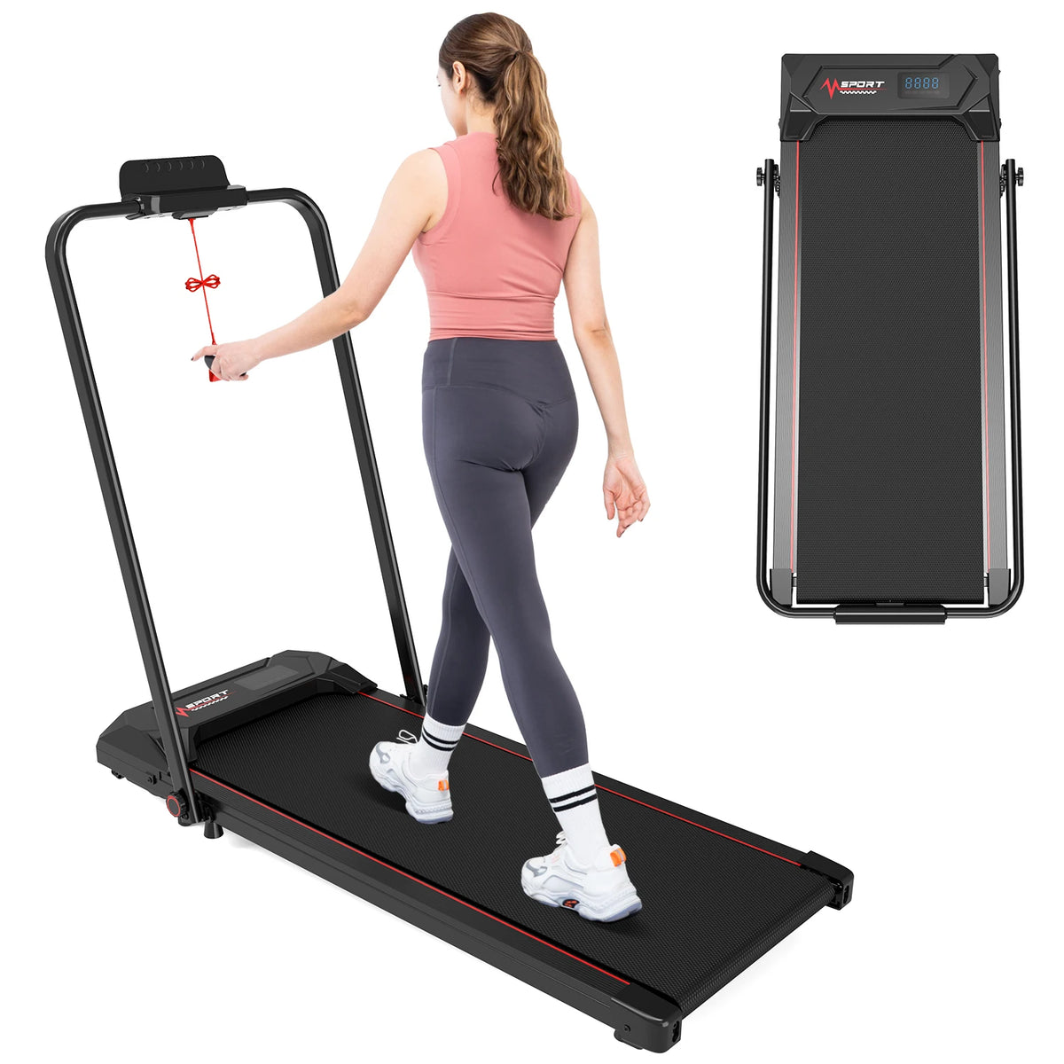 CITYSPORTS PRO Cinta de Correr, cinta de correr eléctrica, cinta de correr plegable de 12 km/h, mando a distancia, para casa y oficina, motor potente y silencioso de 2,0 HP, pantalla LED, 120 kg