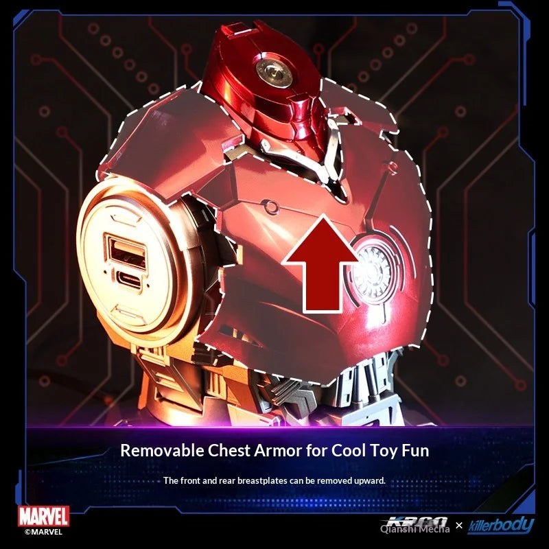 Killerbody Marvel Iron Man MK3 Estación de Carga con Puerto de Carga Rápida PD de 65W, Cargador Multi-Puerto para Escritorio, Oficina, Hogar, Modelo Coleccionable para Adultos