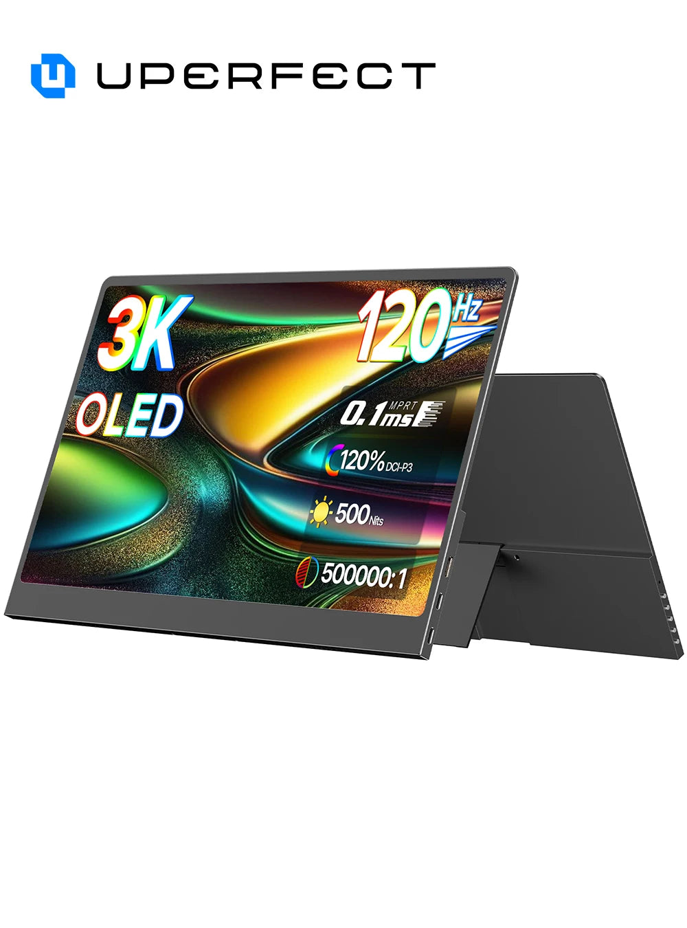 Monitor portátil OLED UPERFECT de 14 pulgadas, pantalla gaming 3K (2880x1800) de 120 Hz y 0,1 ms, 500 nits, 120% DCI-P3, relación de contraste 500.000:1; pantalla externa ultrafina para portátil, Mini PC, Surface, PS5
