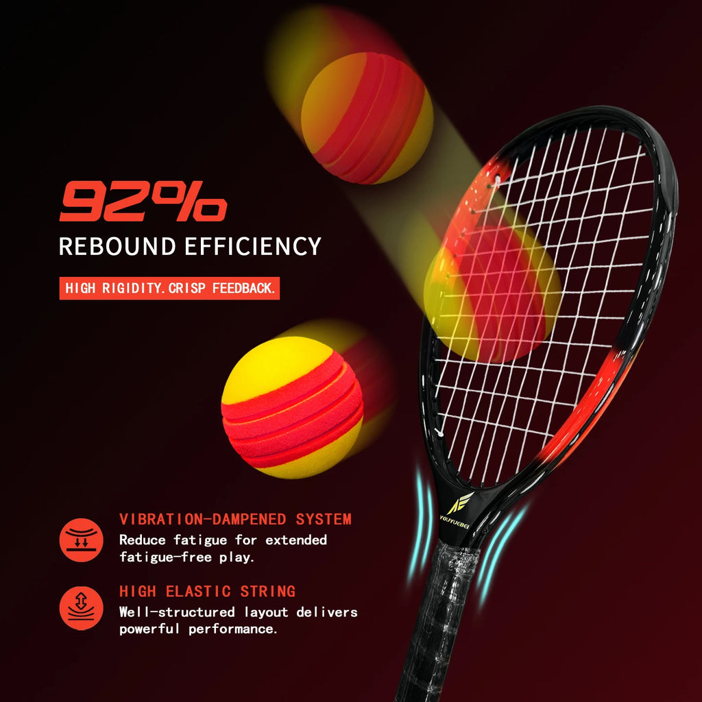 Pala de Tenis TYPTI de Carbono, Raqueta de Fibra de Carbono Preencordada, Mini Raqueta de Tenis para Pelota de Espuma de Bajo Ruido, Deporte de Pickleball