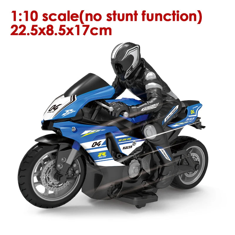 Motocicleta RC 1:6 1:10, coche RC con motor eléctrico, motocicleta de carreras de alta velocidad de 4 canales, coche de deriva, regalo de Navidad para niños