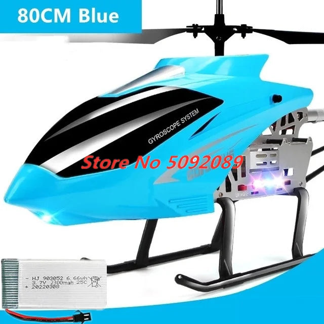 2,4G 6 ejes Flybarless doble hélice Flexible Anti-choque RC helicóptero 85CM 150M aleación avión UAV con 3 uds batería de juguete