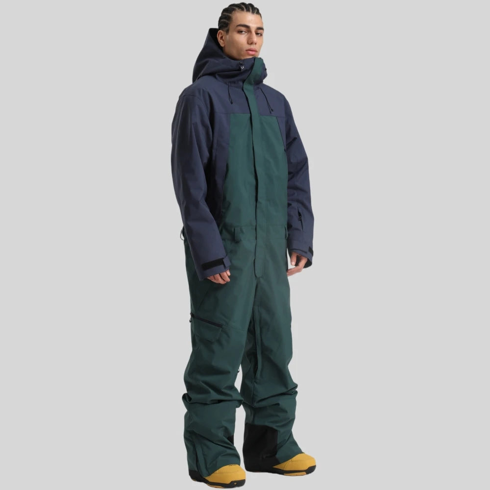 GSOU-traje de Snowboard holgado con franjas de diferente Color para hombre, mono de invierno de una pieza con aislamiento, mono de esquí impermeable para deportes alpinos
