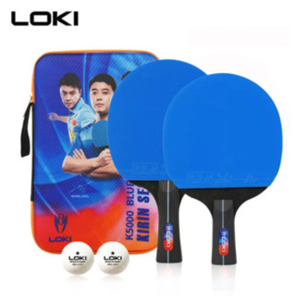 Juego de 2 raquetas de tenis de mesa Loki K5000 profesionales, juego de palas de Ping Pong originales con 2 bolas y bolsa de almacenamiento para principiantes