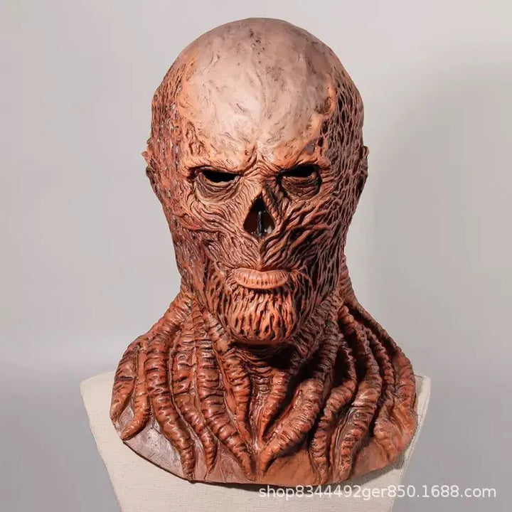 Máscara de Cosplay Vecna, casco de cabeza completa de látex de terror para adultos con ojos rojos LED, disfraz aterrador para fiesta de Halloween