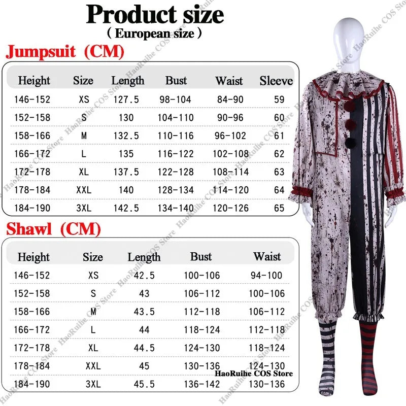 Nuevo Disfraz de Cosplay de Art the Clown de Terrifier, Máscara, Calcetines, Mono para Hombre, Disfraz de Terror para Mujer, Traje para Halloween, Carnaval y Fiestas