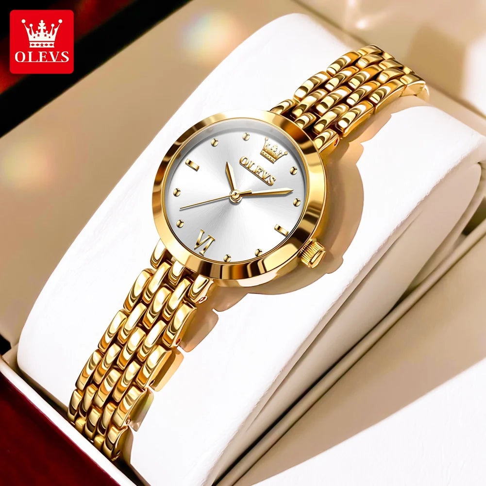 Relojes de lujo para mujer OLEVS 9992, elegante reloj dorado de lujo para mujer, reloj de pulsera de cuarzo resistente al agua, Relojes Para Mujer