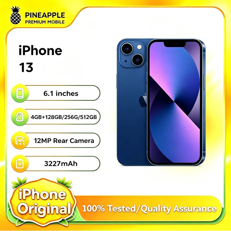 iPhone 13 reacondicionado 98%, 4GB RAM, 128GB/256GB ROM, versión de EE. UU. desbloqueada, 1 SIM física + 1 eSIM, 6.1 pulgadas, cámara dual de 12MP, iOS, Face ID