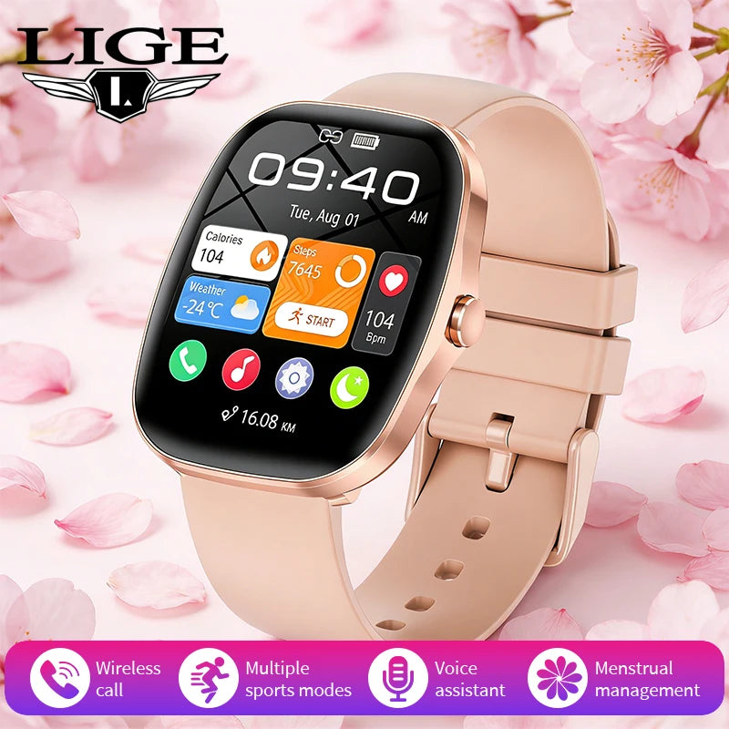 LIGE Nuevo reloj inteligente con pantalla táctil completa para hombres y mujeres, pulsera con monitor de frecuencia cardíaca, rastreador de ejercicios deportivos resistente al agua, reloj inteligente para hombres y mujeres