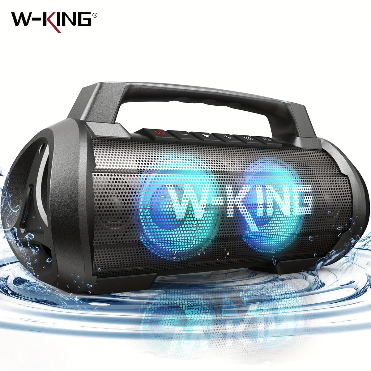 W-KING Altavoz portátil Bluetooth de 70 W RMS, altavoz inalámbrico fuerte IPX6 impermeable con subwoofer/refuerzo de bajos