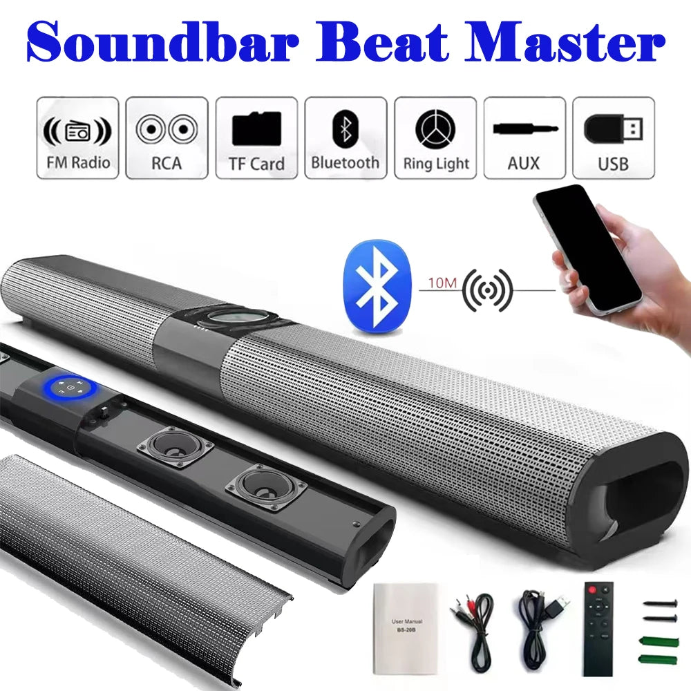 Sistema de altavoces inalámbricos con barra de sonido Bluetooth, altavoz con sonido superpotente, estéreo envolvente inalámbrico con cable, proyector de TV para cine en casa