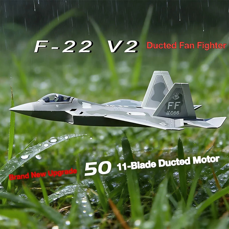 Avión teledirigido F22 V2 Raptor, modelo de combate con conductos de 6 canales y 50mm, aviones acrobáticos 3D rentables, ala fija mejorada