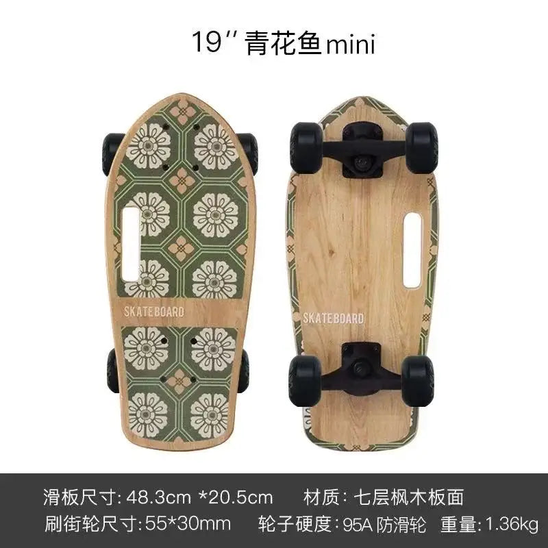 Mini monopatín portátil de 19 pulgadas, monopatín completo de arce, tabla de patín Drift Cruiser de alta velocidad para niños, adultos, principiantes, perro mascota