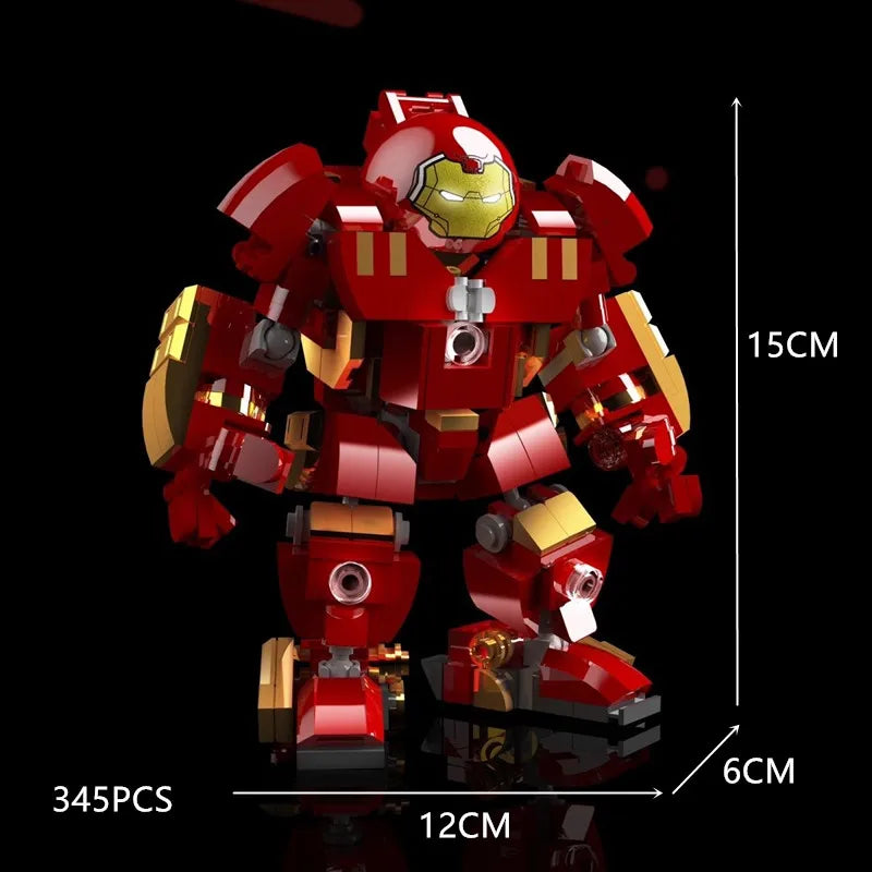 Robot mecha rojo de 345 piezas, 15 cm alto, 12 cm ancho y 6 cm fondo