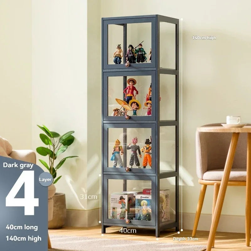 Vitrina hecha a mano, vitrina transparente a prueba de polvo con imitación de vidrio, caja de almacenamiento acrílica para juguetes Lego, estante para libros