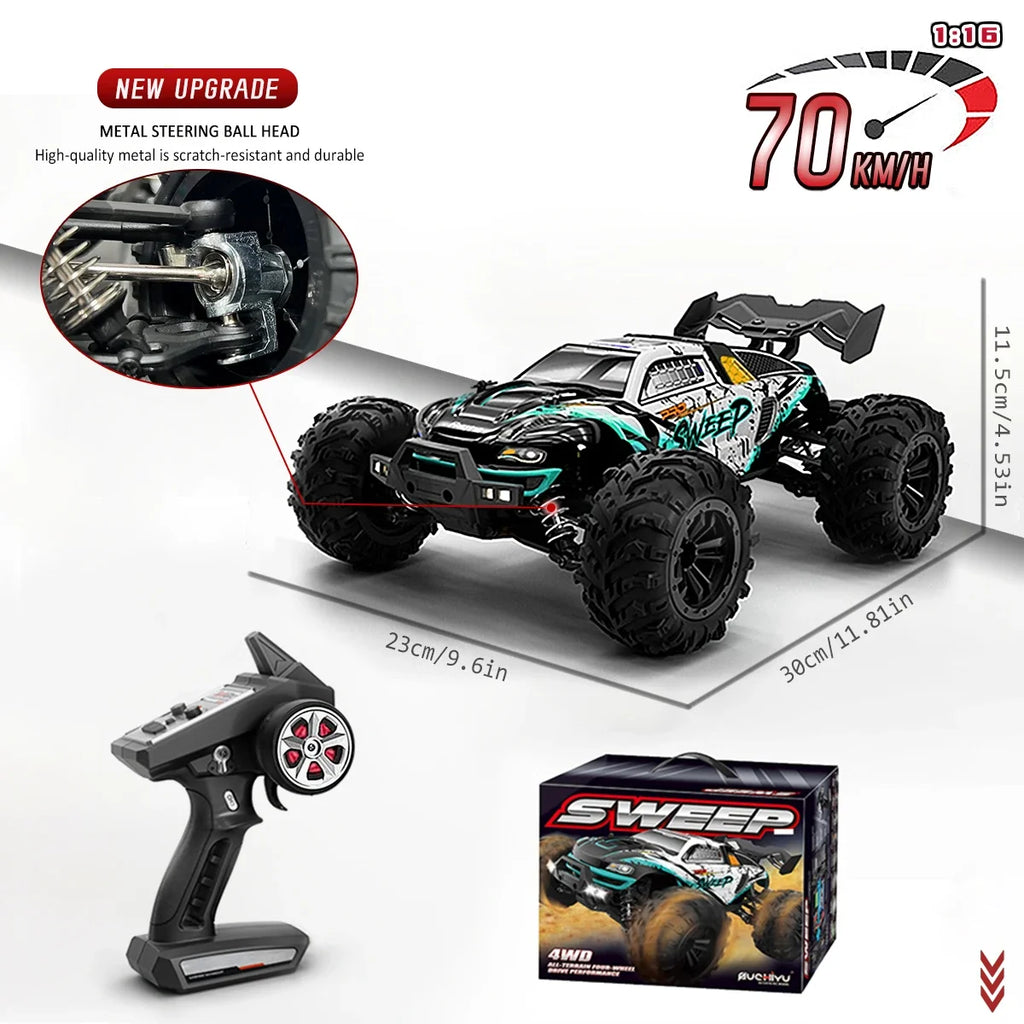 Coche RC 1/16 16101PRO 16102PRO 70KM/H de Alta Velocidad, Vehículo Teledirigido 2.4G 4WD Eléctrico sin Escobillas, Todoterreno, para Derrapes, Juguete
