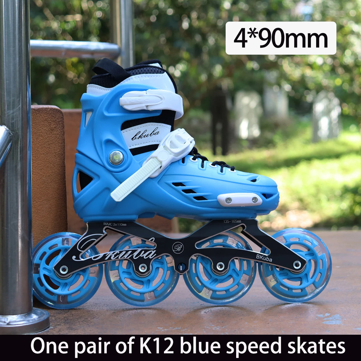 Patines en Línea Profesionales de Velocidad con Cuatro Ruedas de 4X90 mm, Tallas Ajustables 32-36 y 36-40, Unisex para Niños y Niñas