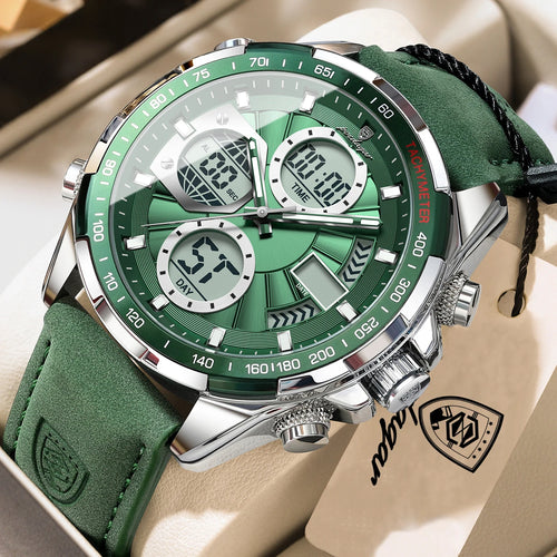 POEDAGAR Fashion Digital Men Wristwatch Week Date Alarm LED Quartz Man Clock Dual Time Luminous Electronic Sports Men's Watches