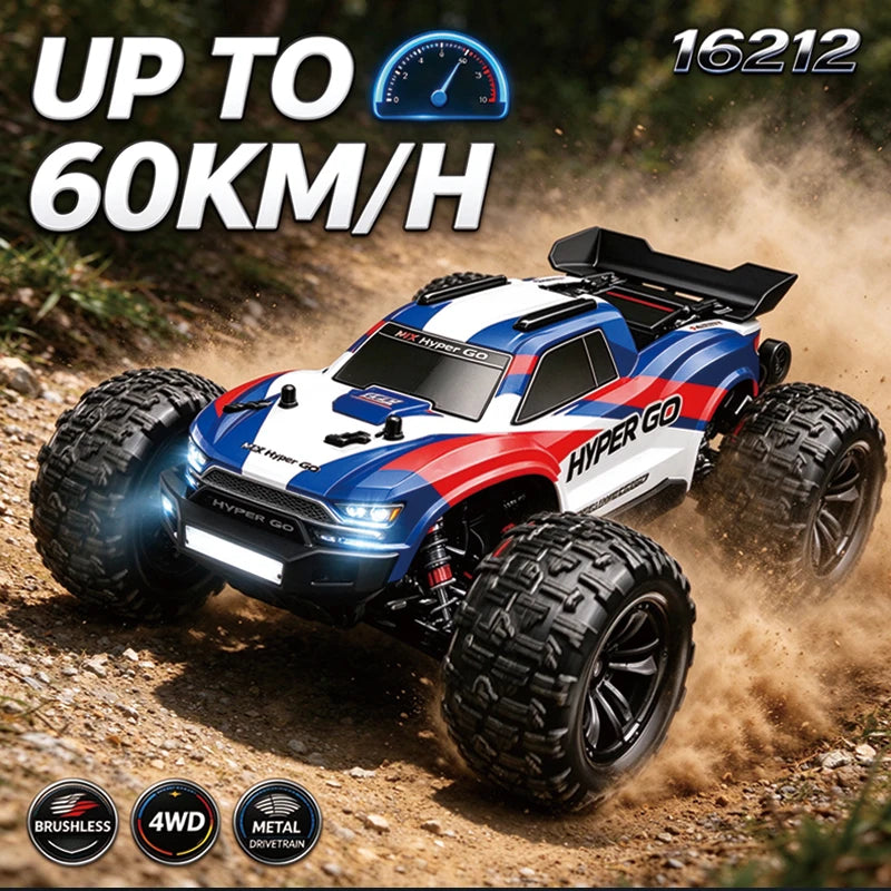 MJX Hyper Go, coche de control remoto 4WD a escala 1/16, motor sin escobillas, 60 km/h, control remoto 2.4G, camión de carreras todoterreno, juguete, regalo.