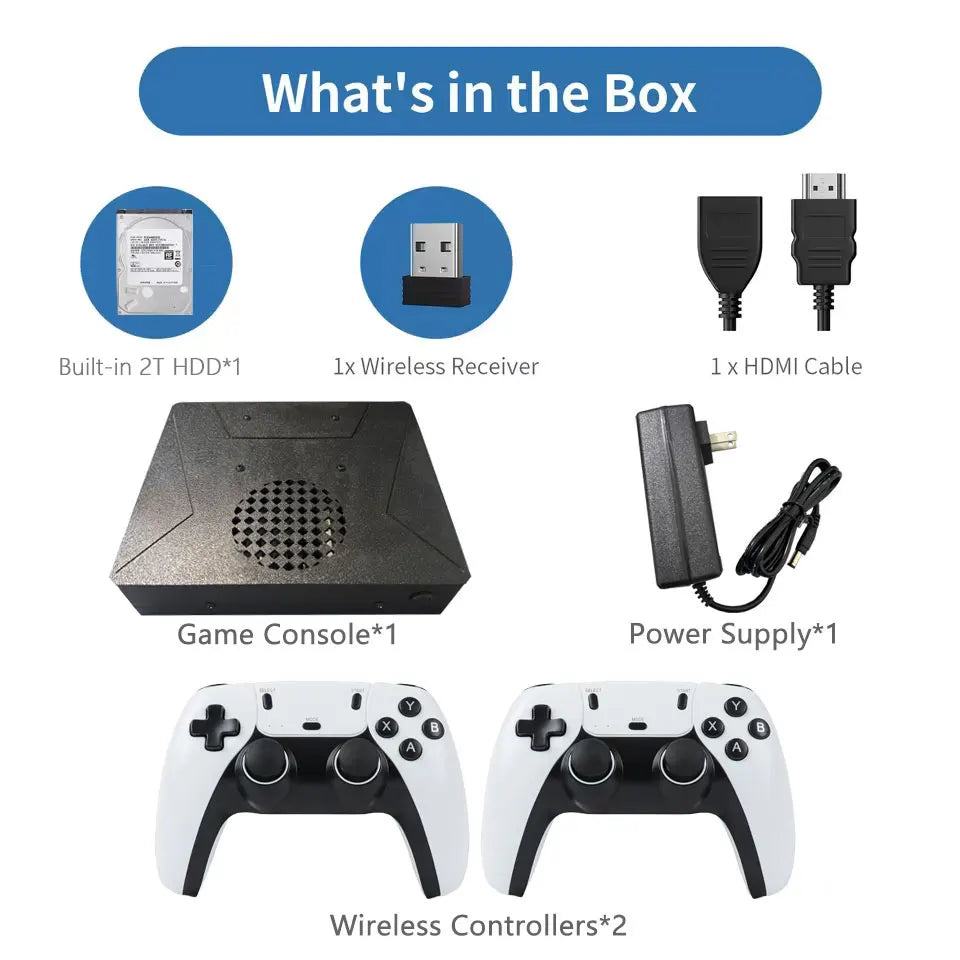 Consola de Juegos LZAKMR S1 con Sistema Dual Win11, 2TB/4TB, Más de 99,999 Juegos, Más de 60 Emuladores, 4K HD, Controles Inalámbricos