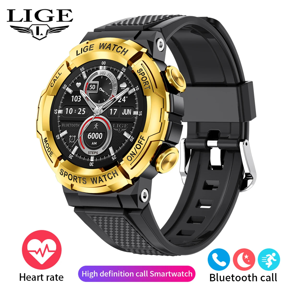Reloj inteligente LIGE 2026 para hombre, pulsera deportiva para exteriores con voz IA, llamadas Bluetooth, rastreador de frecuencia cardíaca, ECG, compatible con Android e iOS, regalo