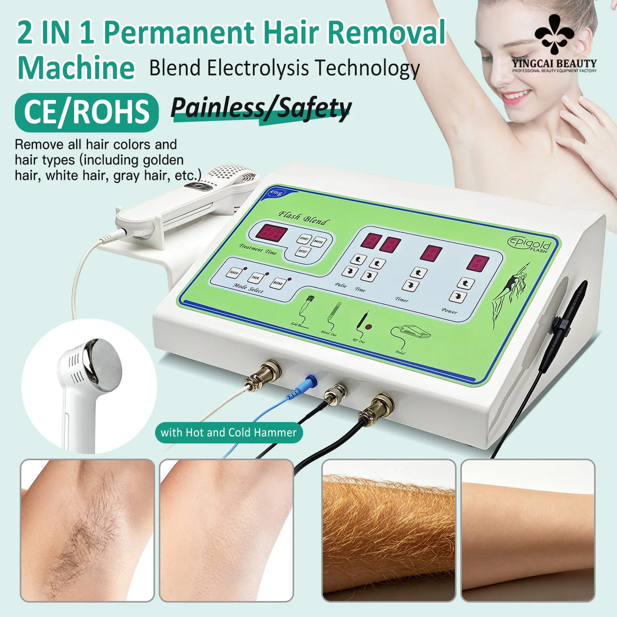 Máquina de Depilación Permanente para Cuerpo y Zona del Bikini, Uso Doméstico y en Salón, Depilación por Electrólisis sin Dolor, Elimina Todo Tipo de Vello